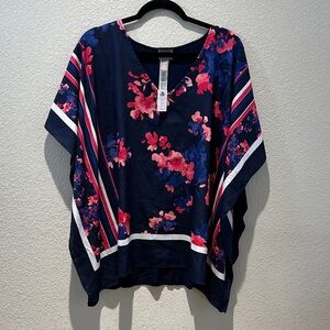NWT Chico's Navy and Pink Floral Tunic